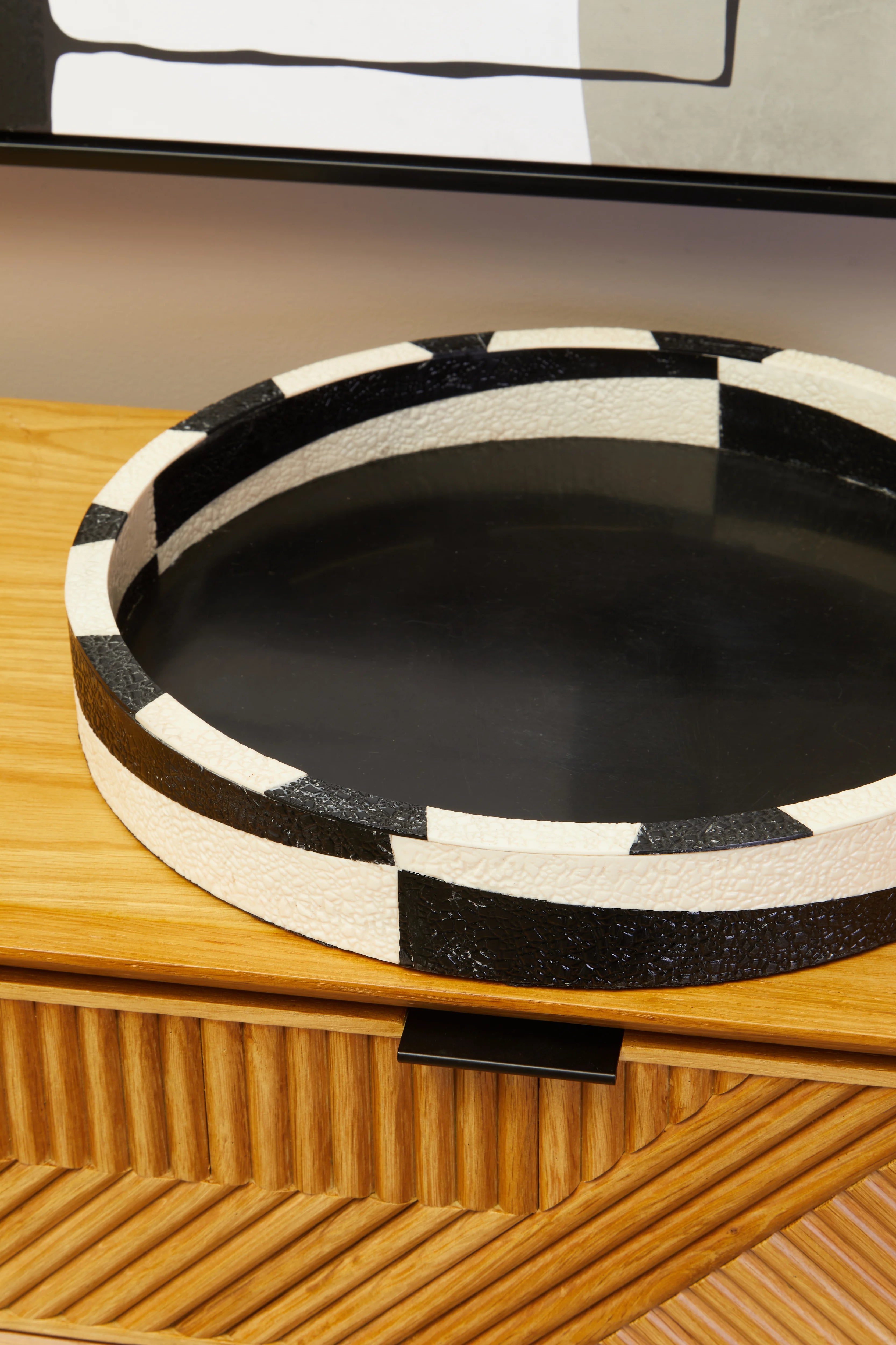 Belle Art Deco Black & White Ceramic Tray